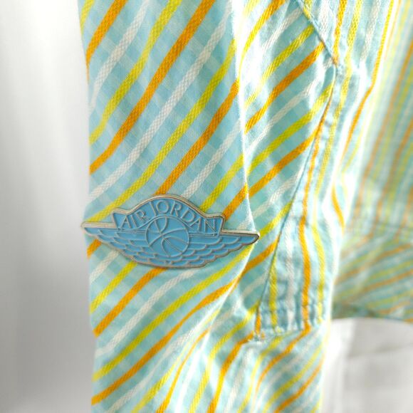 Nike Air Jordan Mens 36 Green Striped Mesh Lined Chino Khaki Board Shorts - Picture 2 of 11